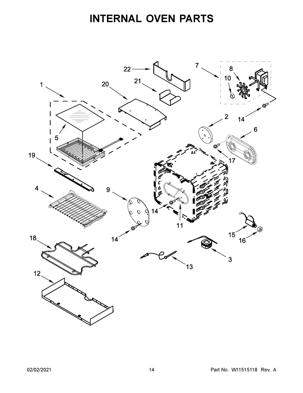 Internal Oven Parts Diagram and Parts List for JDRP430HL01  Whirlpool Range