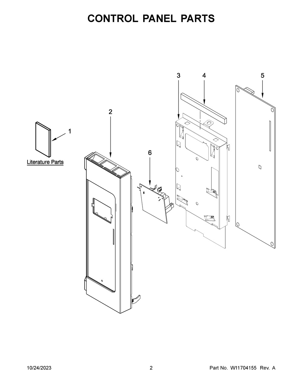 Control Panel Parts Diagram and Parts List for WMH32519HT07  Whirlpool Microwave
