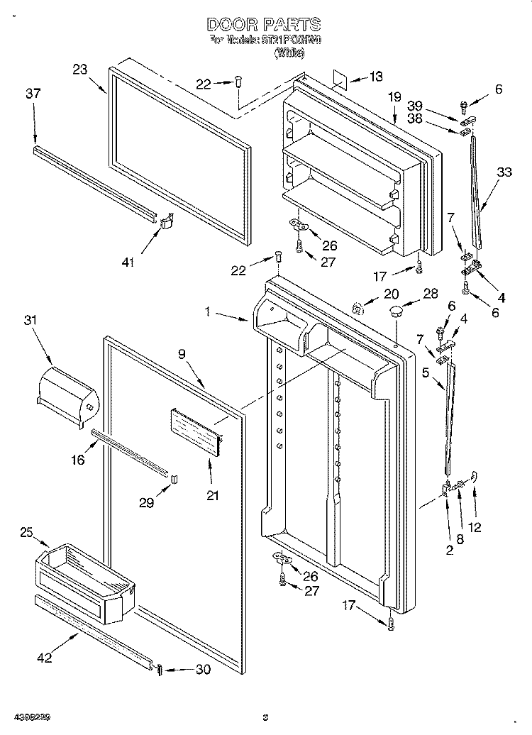DOOR Diagram and Parts List for ST21PKXHW00  Whirlpool Refrigerator