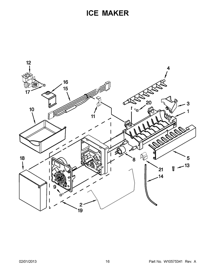 ICE MAKER Diagram and Parts List for KBFS22EWBL7  KitchenAid Refrigerator
