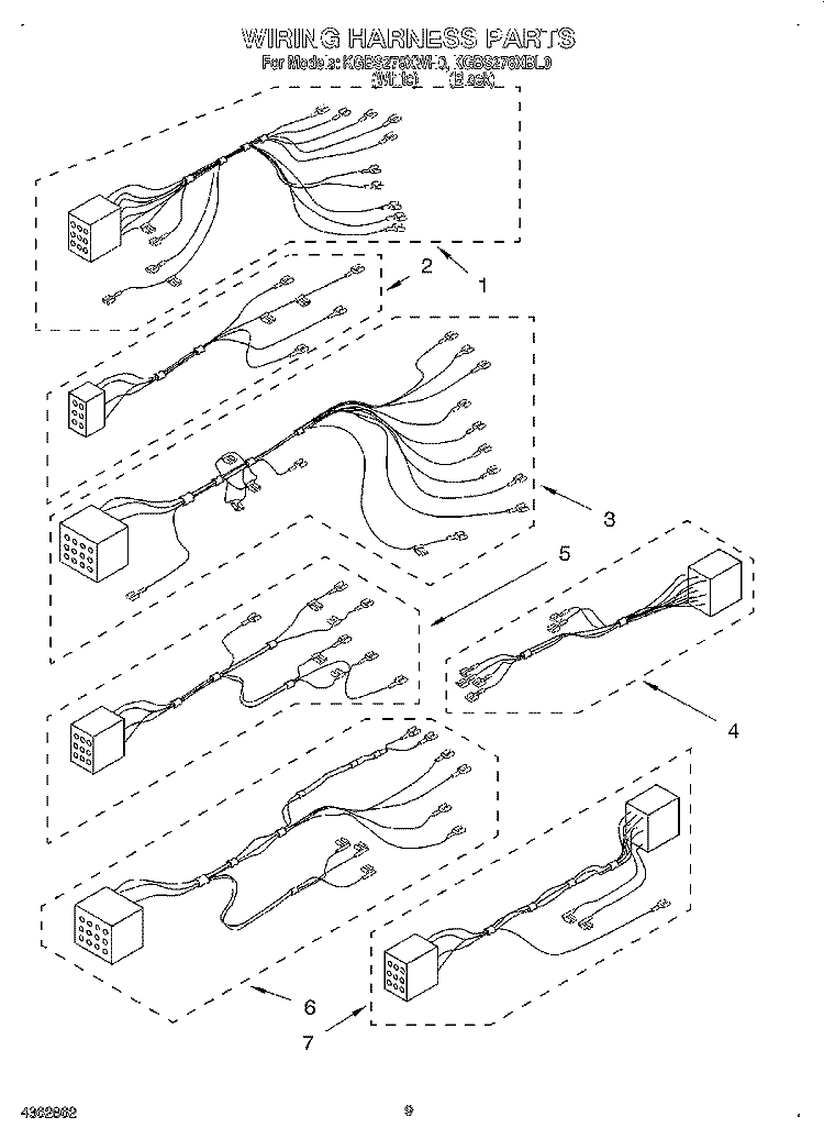 WIRING HARNESS, LITERATURE Diagram and Parts List for KGBS276XBL0  KitchenAid Wall Oven