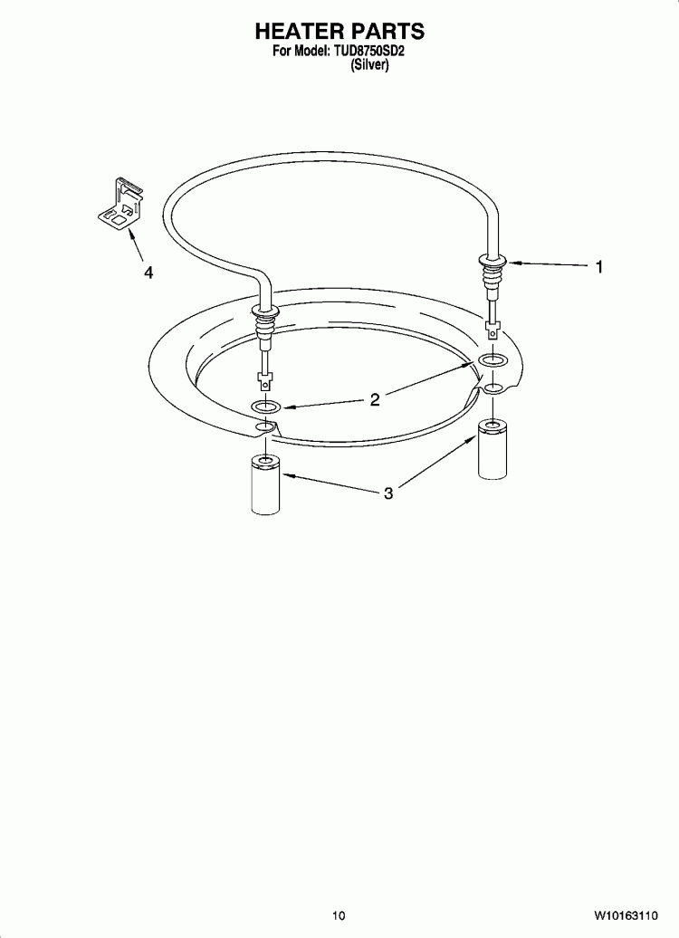 HEATER PARTS Diagram and Parts List for TUD8750SD2  Estate Dishwasher