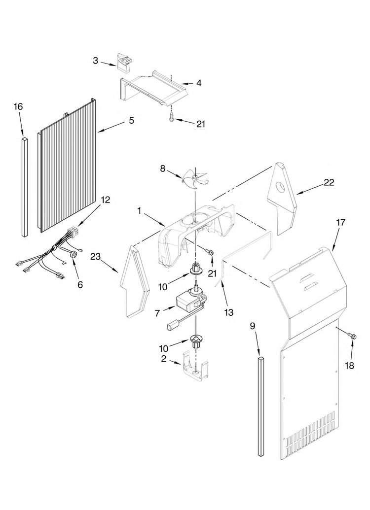 Air Flow Parts Diagram and Parts List for KSCS25INMS00  KitchenAid Refrigerator