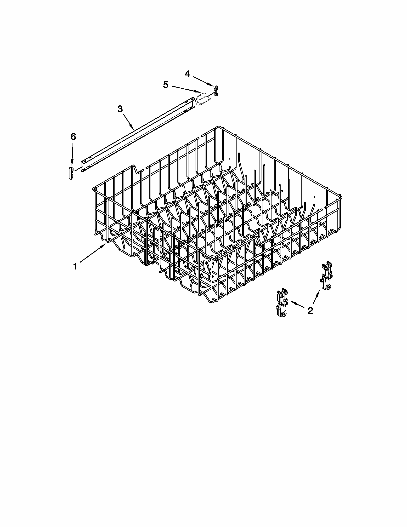 Upper Rack And Track Parts Diagram and Parts List for 66515112K210  Kenmore Dishwasher
