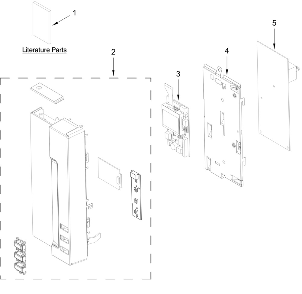 Control Panel Parts Diagram and Parts List for KMBT5011KSS02  Whirlpool Microwave