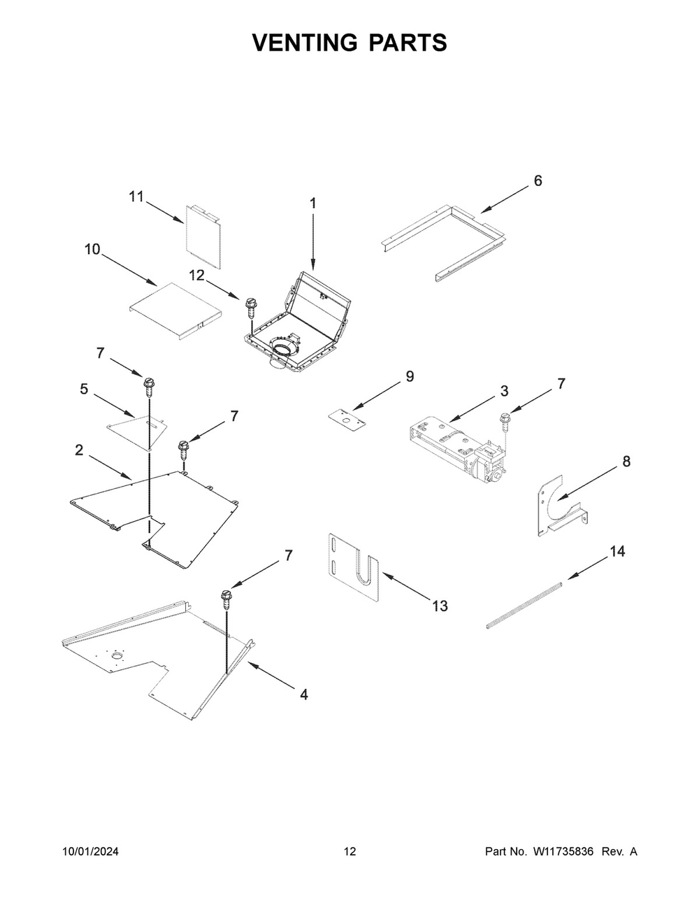 07 - Venting Parts Diagram and Parts List for KFGC558JPA07  Whirlpool Range