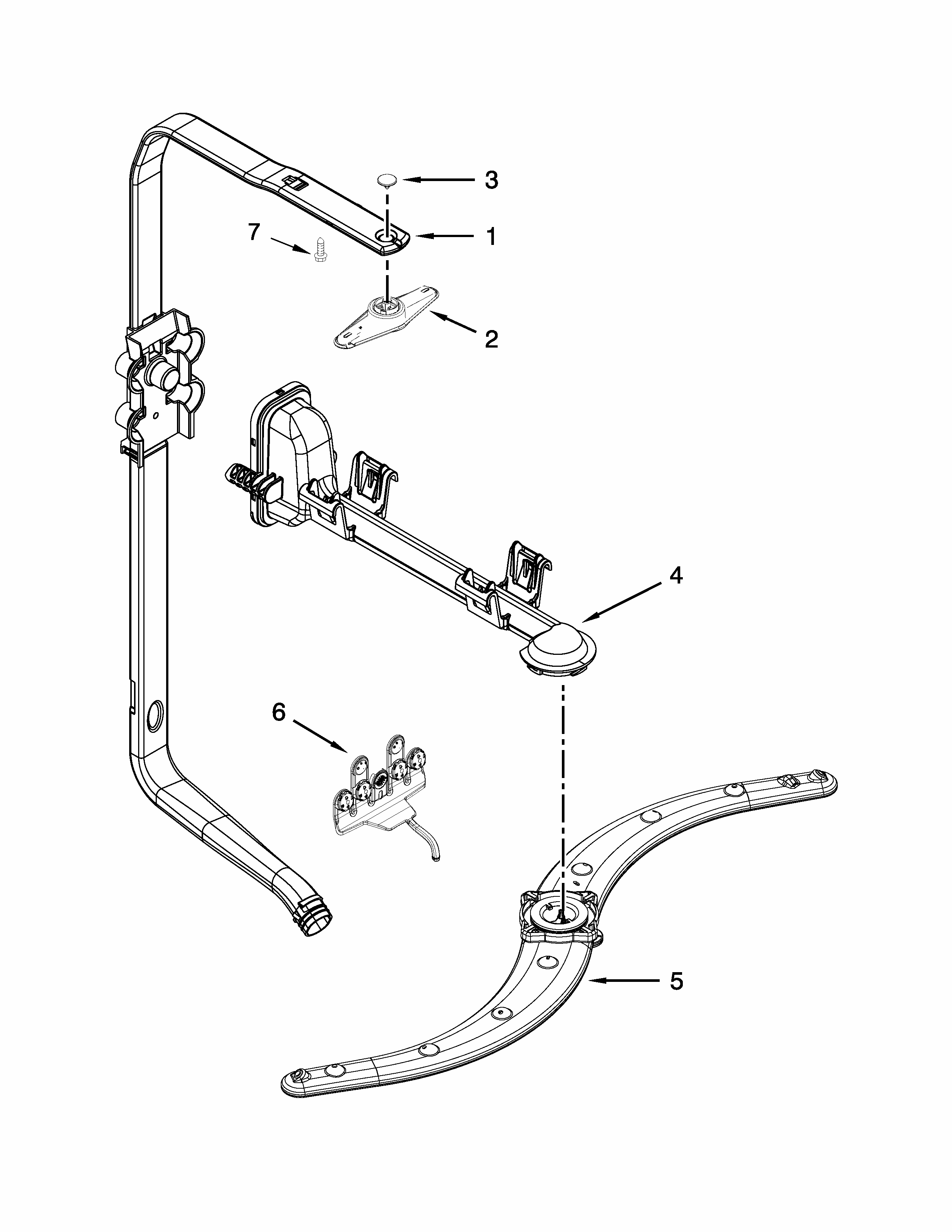 Upper Wash And Rinse Parts Diagram and Parts List for 66513289K118  Kenmore Dishwasher