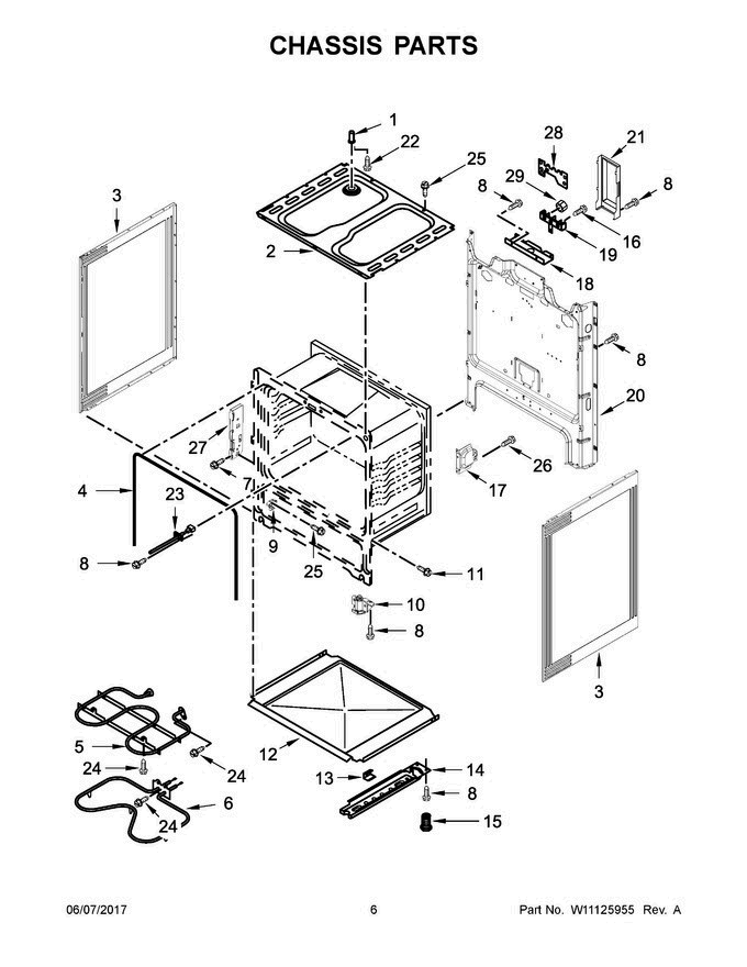04 - Chassis Parts Diagram and Parts List for 4KWFC120MAW1  Whirlpool Range