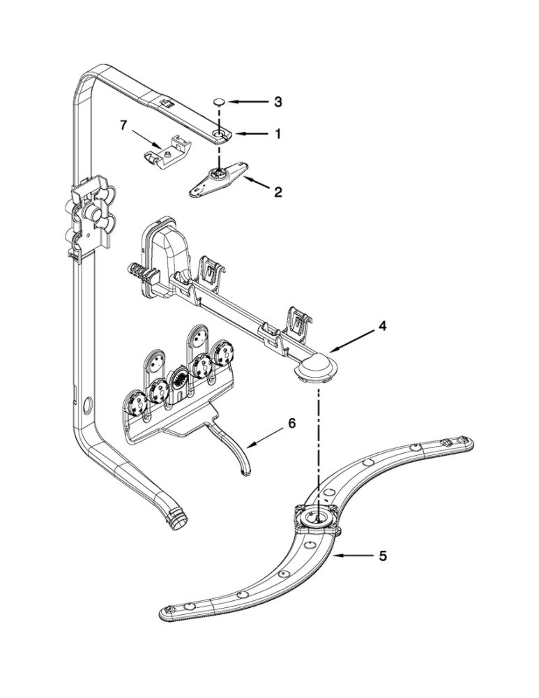 Upper Wash And Rinse Parts Diagram and Parts List for 66512789K312  Kenmore Dishwasher