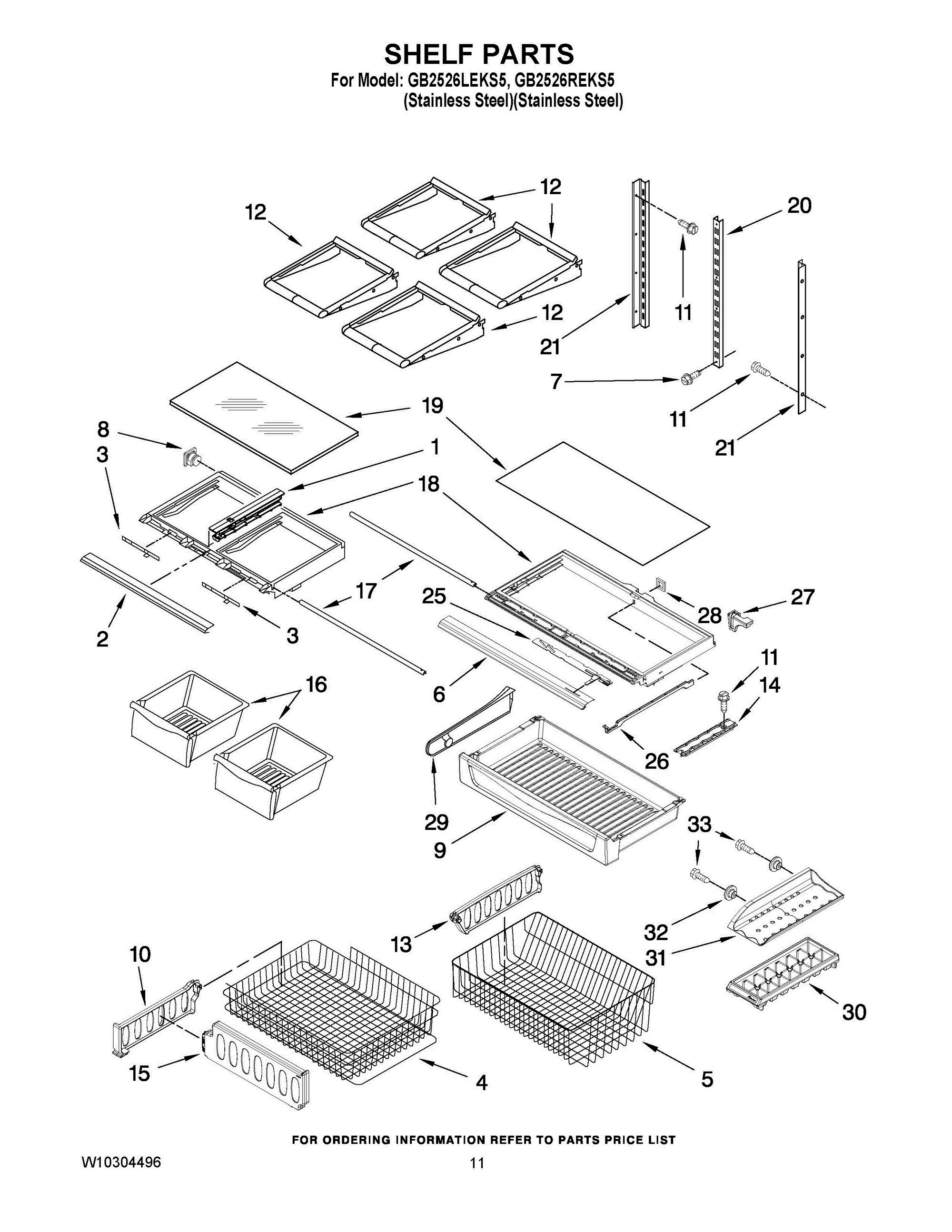 06 - SHELF PARTS Diagram and Parts List for GB2526LEKS5  Whirlpool Refrigerator