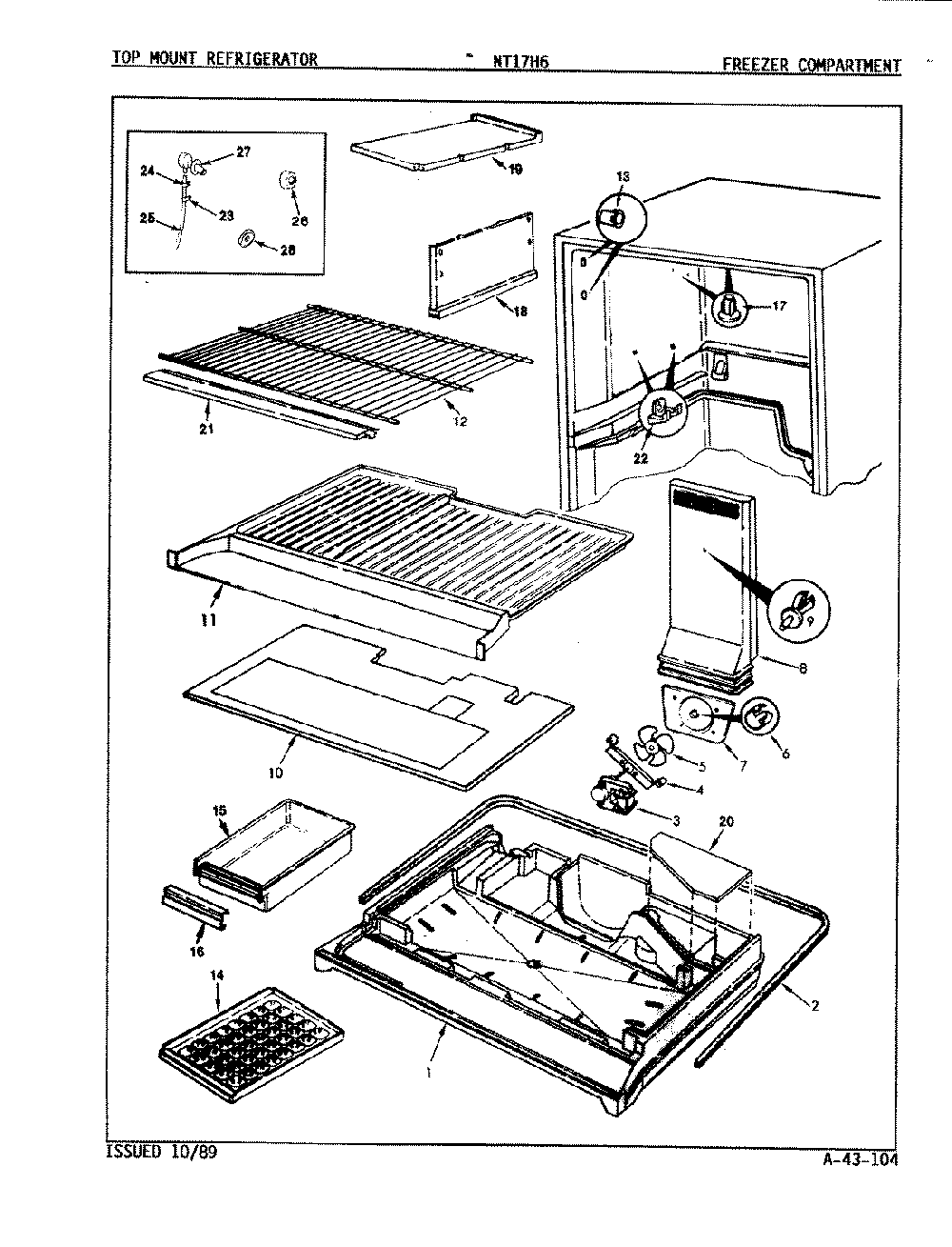 02 - Freezer Compartment Diagram and Parts List for NT17H6A  Whirlpool Refrigerator