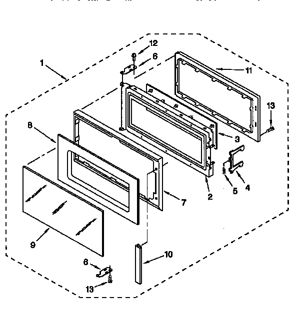 Door Diagram and Parts List for KHWS105BBL0  KitchenAid Microwave