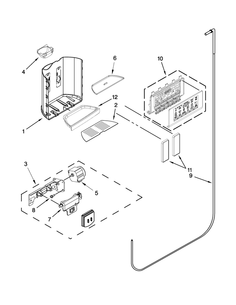 Dispenser Parts Diagram and Parts List for KSF26C4XYY04  KitchenAid Refrigerator