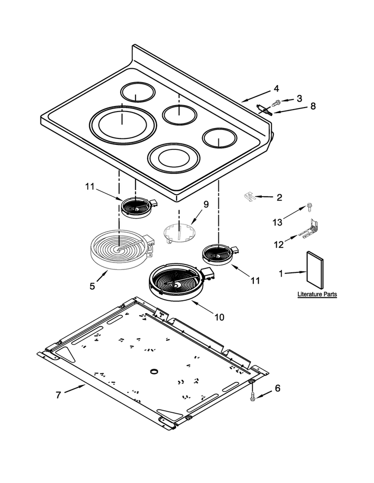 Cooktop Parts Diagram and Parts List for WFE540H0AB1  Whirlpool Range