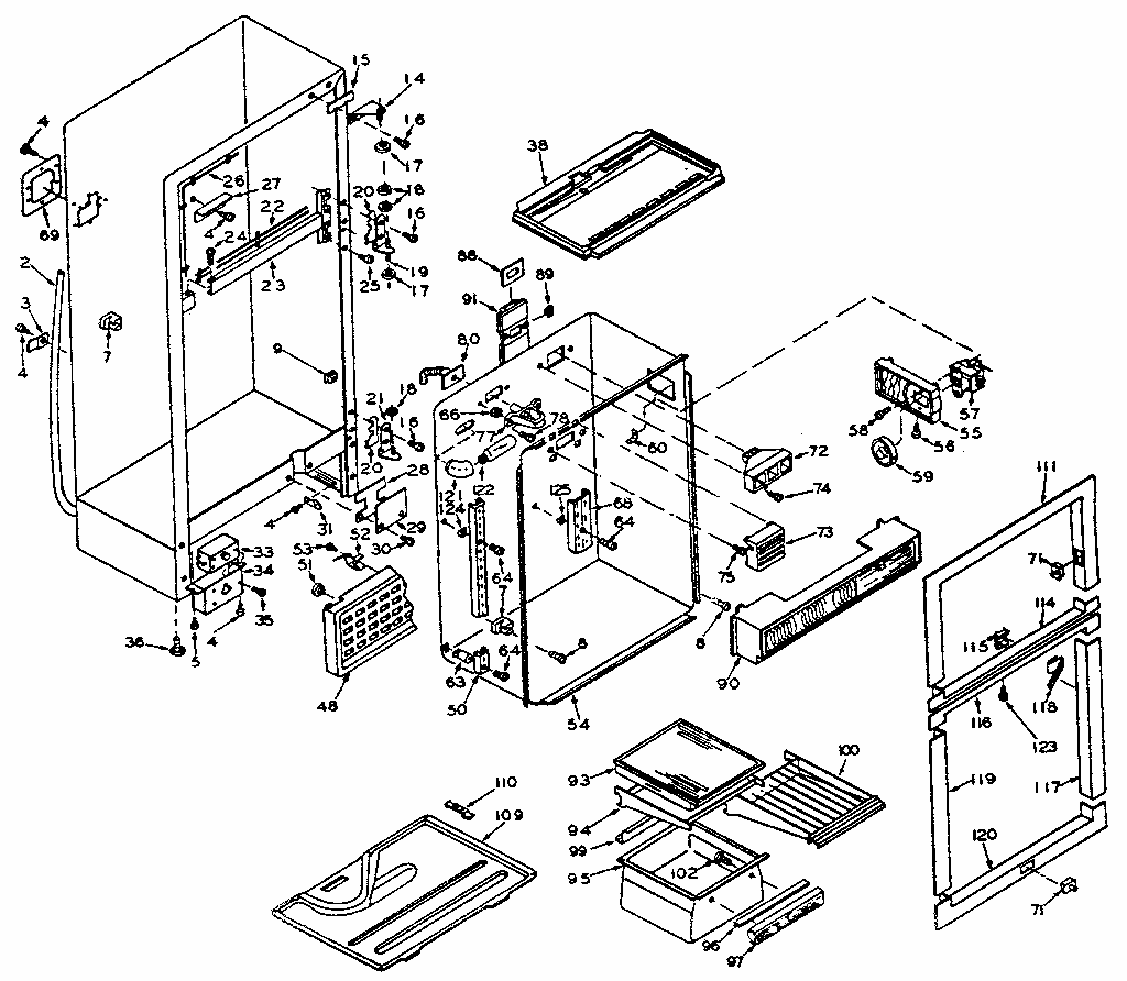 Cabinet Parts Diagram and Parts List for 106U16ESIML  Kenmore Refrigerator