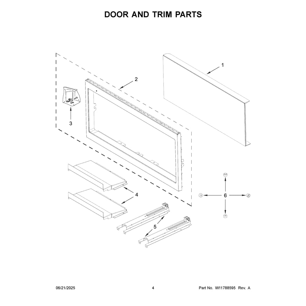 Door And Trim Parts Diagram and Parts List for WMT50011KS03  Whirlpool Microwave