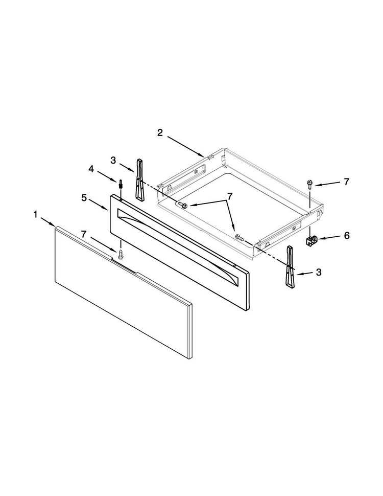 Drawer Parts Diagram and Parts List for WEC310S0FS0  Whirlpool Range