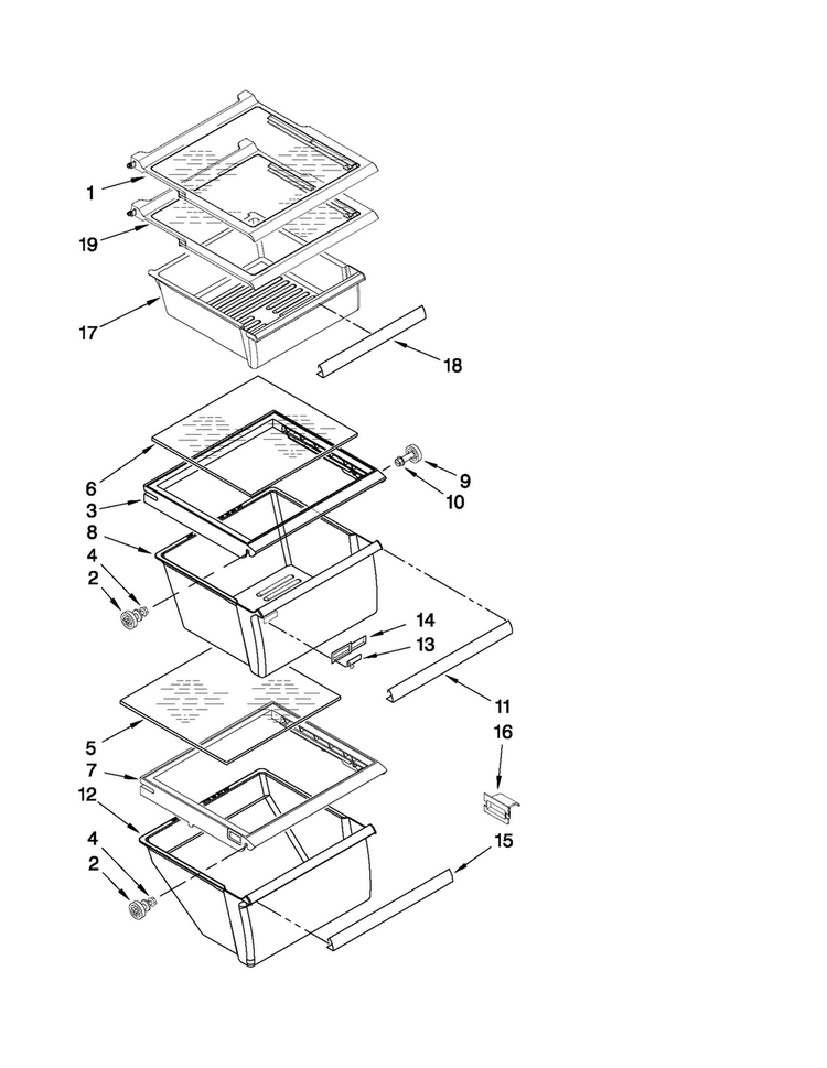 Refrigerator Shelf Parts Diagram and Parts List for 10641563805  Kenmore Refrigerator