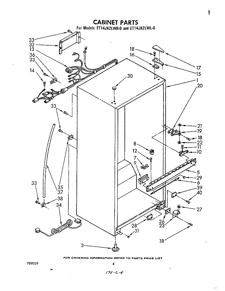 CABINET Diagram and Parts List for ET14JK2LWR0  Whirlpool Refrigerator
