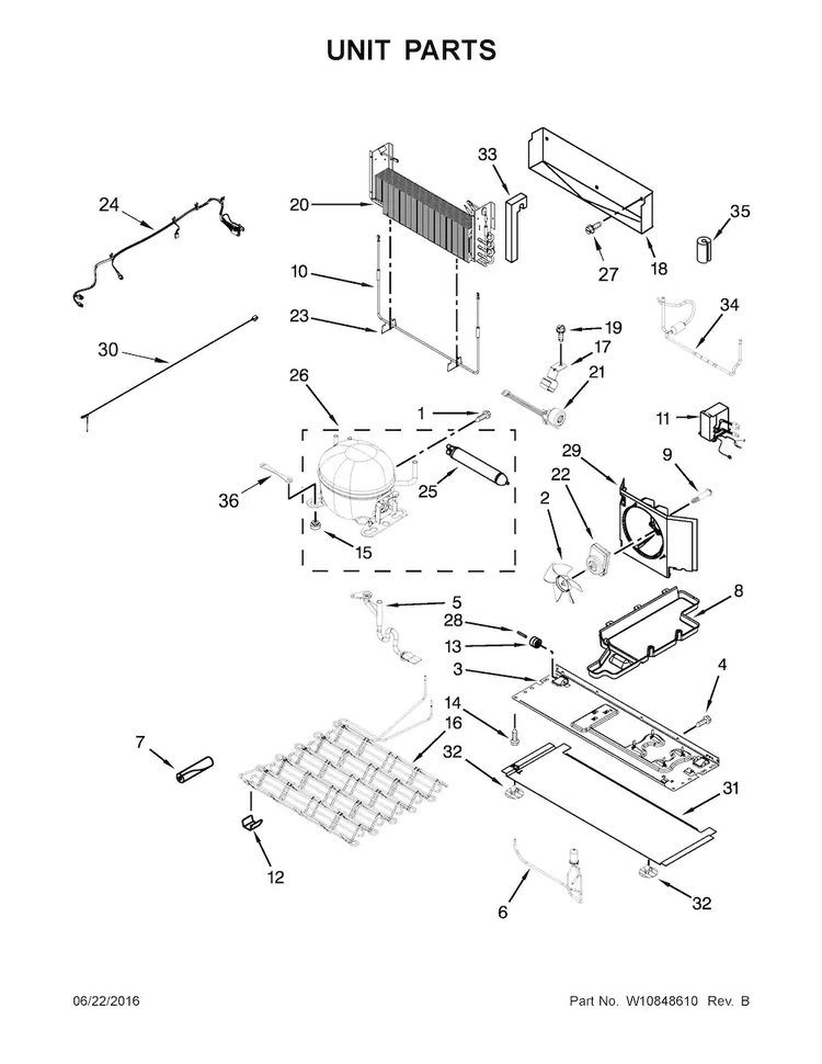 Unit Parts Diagram and Parts List for WRF757SDEH01  Whirlpool Refrigerator