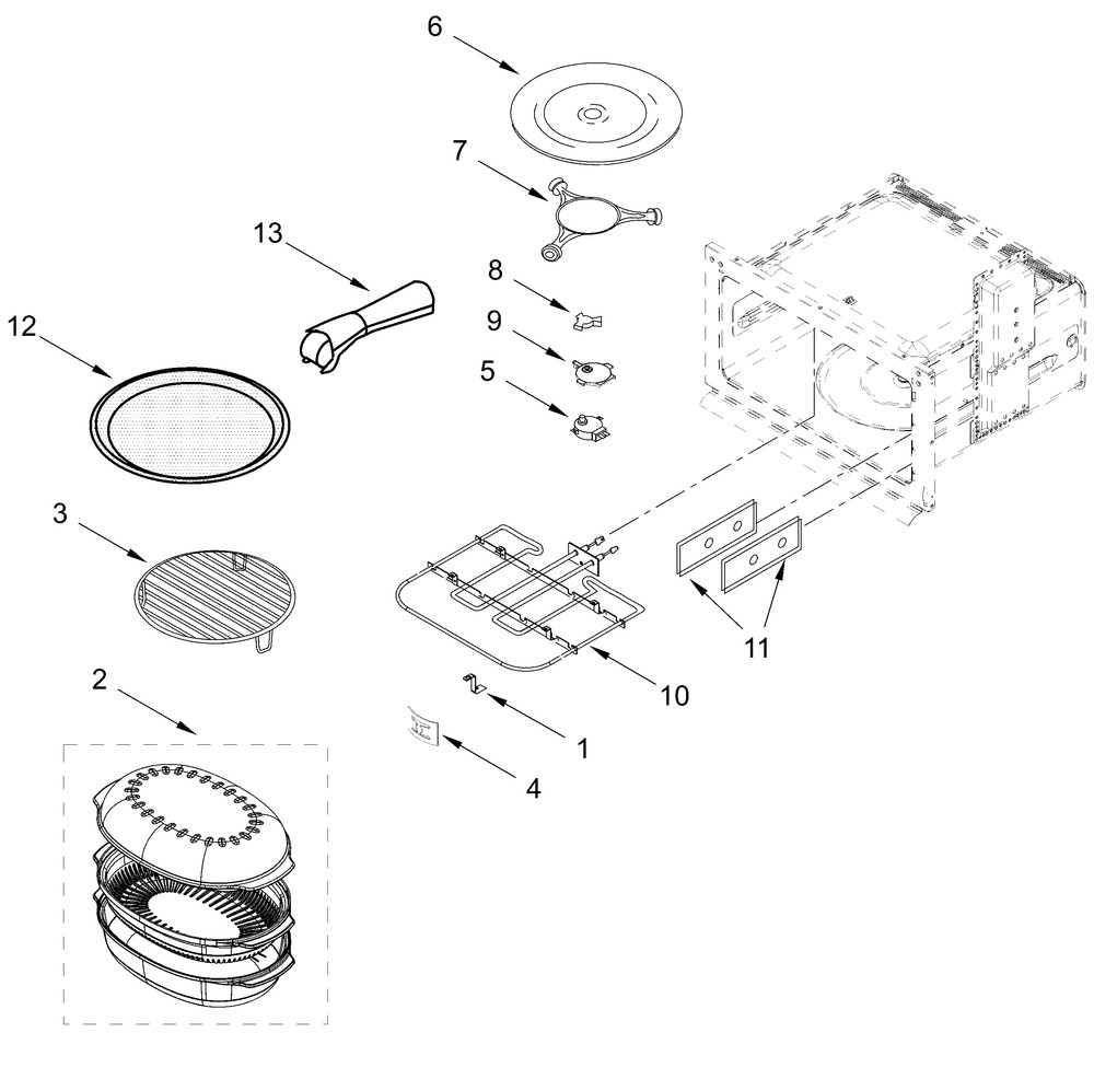 Internal Microwave Parts Diagram and Parts List for JOEMC130RL00  Whirlpool Microwave