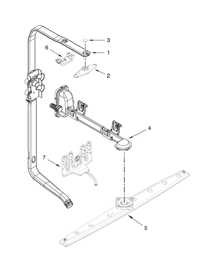 Upper Wash And Rinse Parts Diagram and Parts List for KDTE254EBL0  KitchenAid Dishwasher