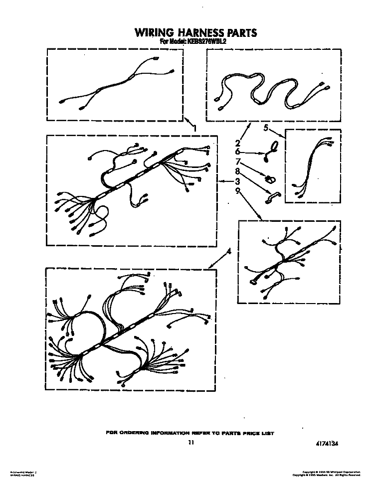 WIRING HARNESS Diagram and Parts List for KEBS276WBL2  KitchenAid Wall Oven