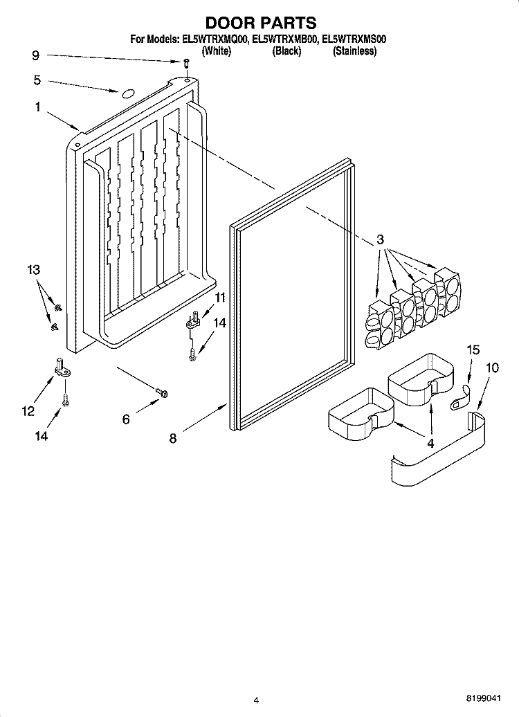 DOOR PARTS Diagram and Parts List for EL5WTRXMQ00  Whirlpool Refrigerator
