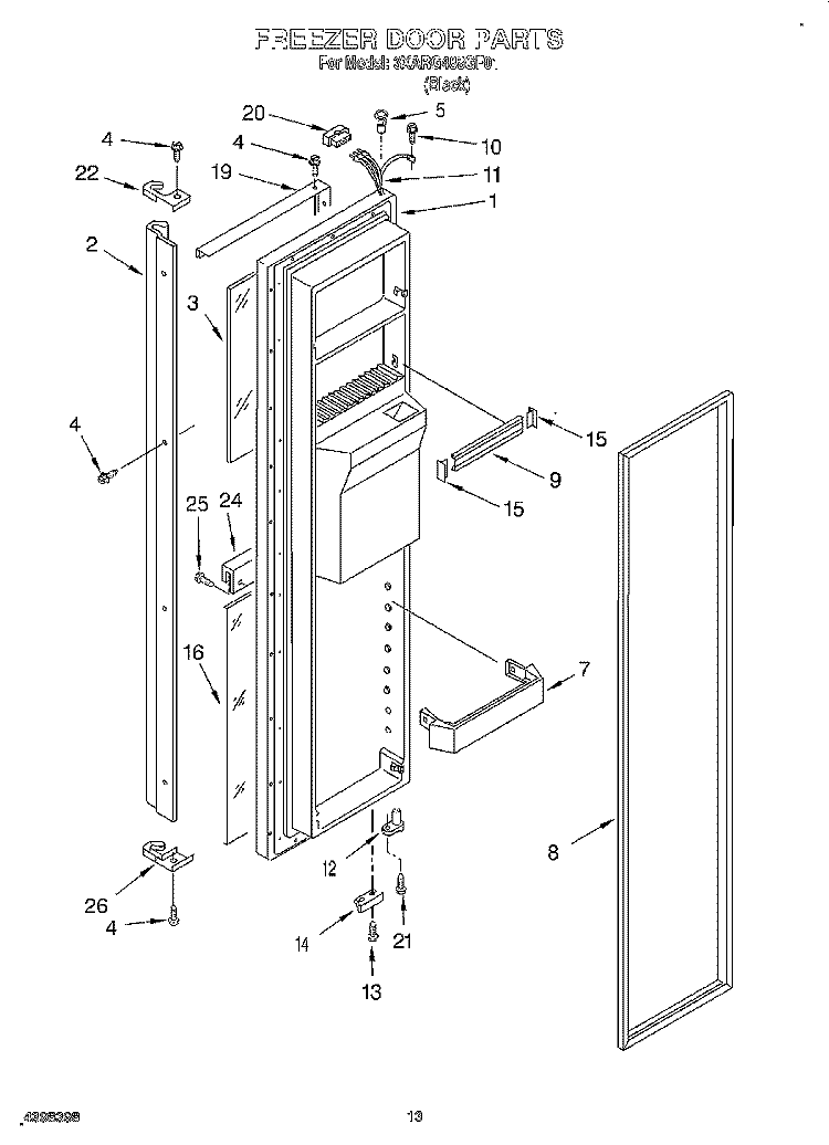 FREEZER DOOR Diagram and Parts List for 3XARG488GF01  Whirlpool Refrigerator