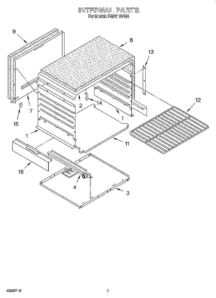 INTERNAL Diagram and Parts List for FGP210VW6  Roper Range