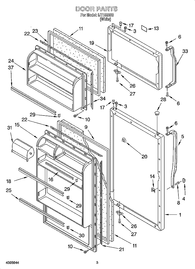 DOOR PARTS Diagram and Parts List for IJT183300  Inglis Refrigerator