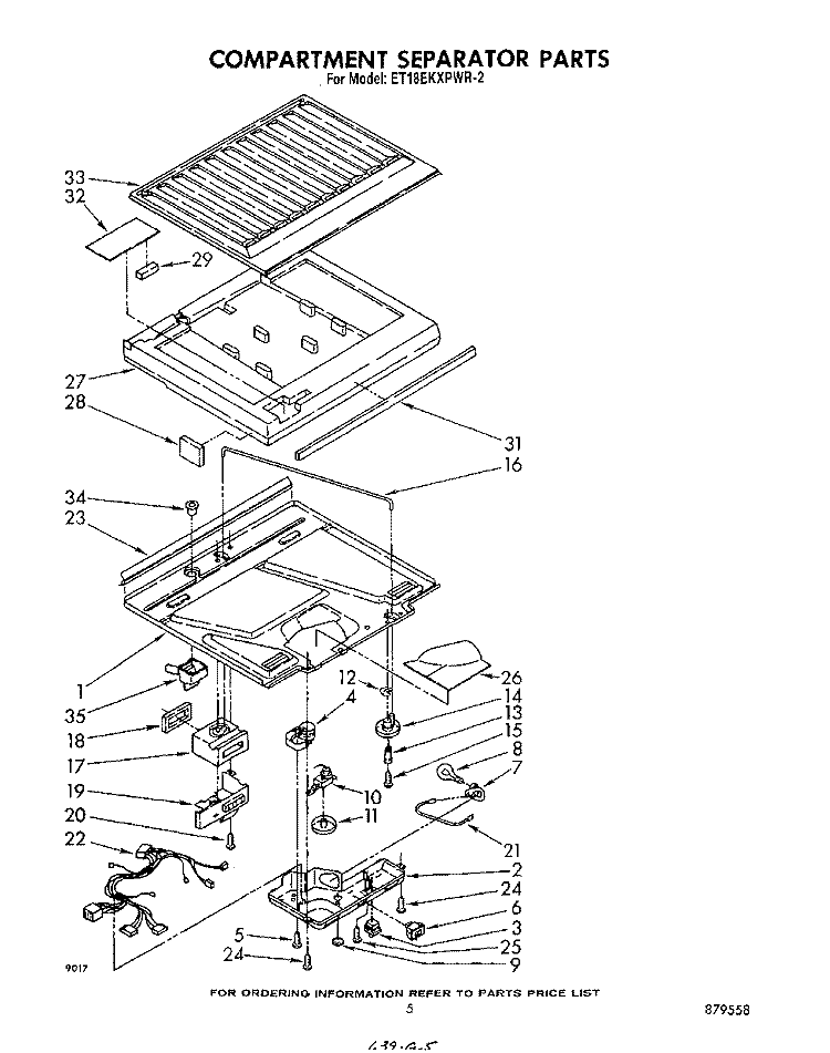 COMPARTMENT SEPARATOR Diagram and Parts List for ET18EKXPWR2  Whirlpool Refrigerator