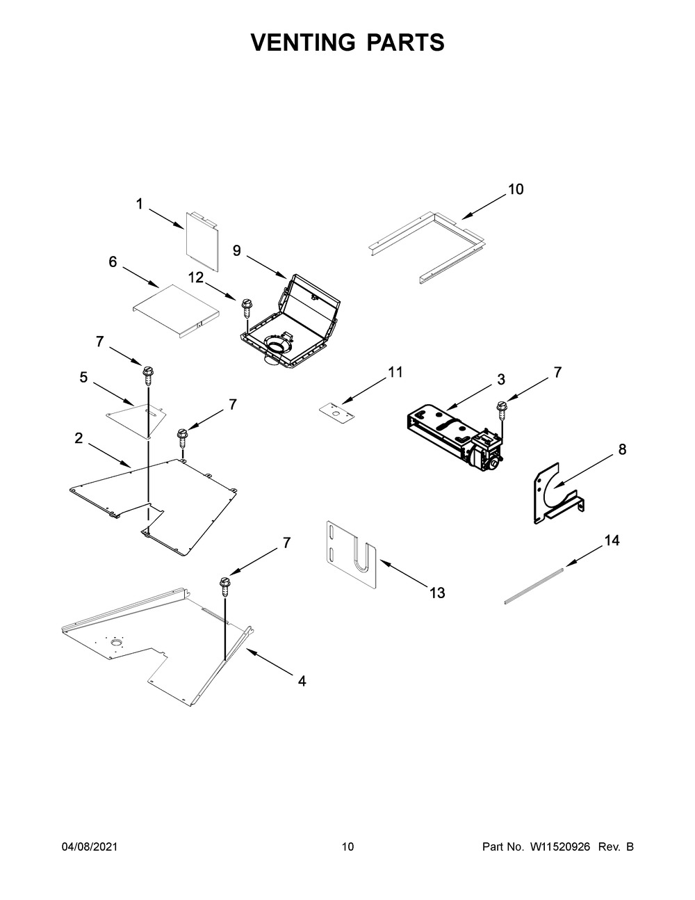 Venting Parts Diagram and Parts List for KFGC500JAV01  Whirlpool Range
