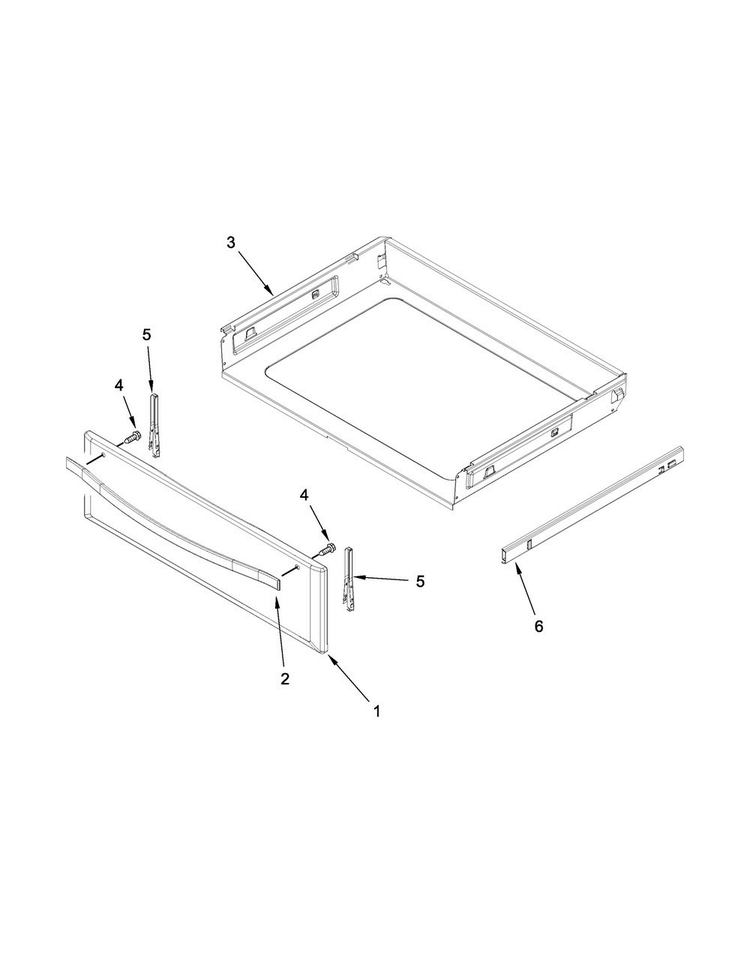 Drawer Parts Diagram and Parts List for WFE745H0FS0  Whirlpool Range