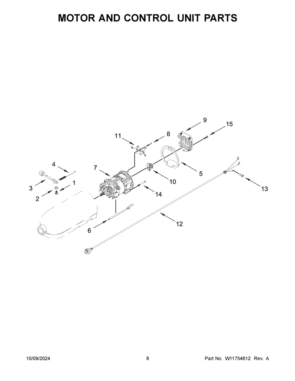05 - Motor And Control Unit Parts Diagram and Parts List for 5KSM150PSRPT5  Whirlpool Mixer