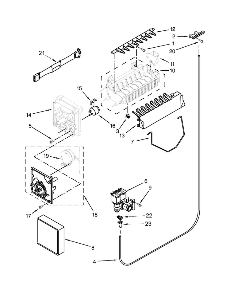 Ice Maker Parts Diagram and Parts List for WRS325FDAB06  Whirlpool Refrigerator