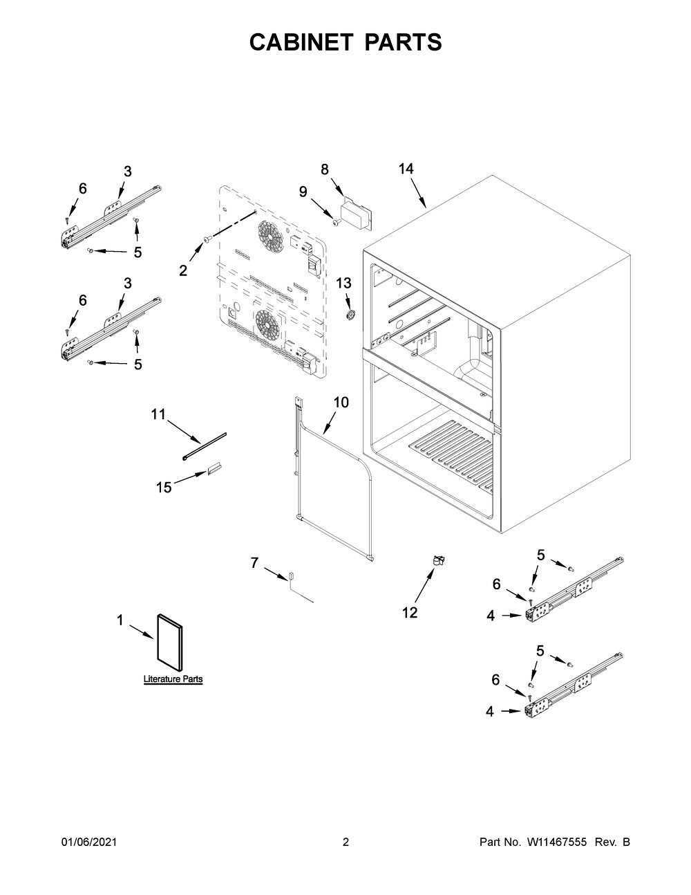 Cabinet Parts Diagram and Parts List for JUCFP242HX00  Whirlpool Refrigerator