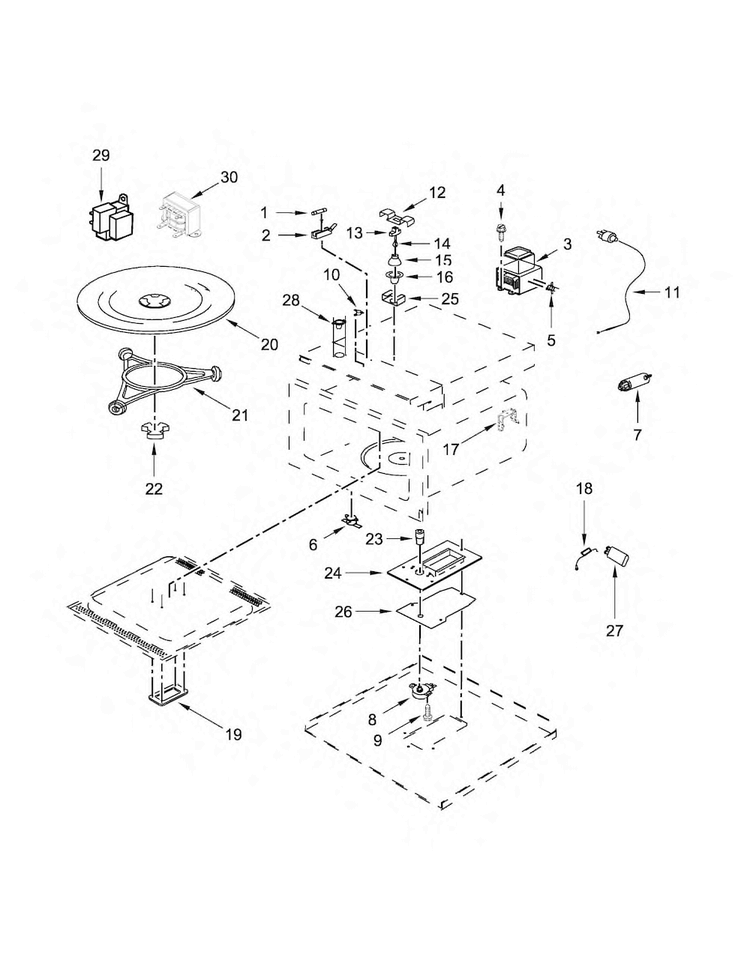 Oven Interior Parts Diagram and Parts List for KMBS104EBL00  KitchenAid Microwave
