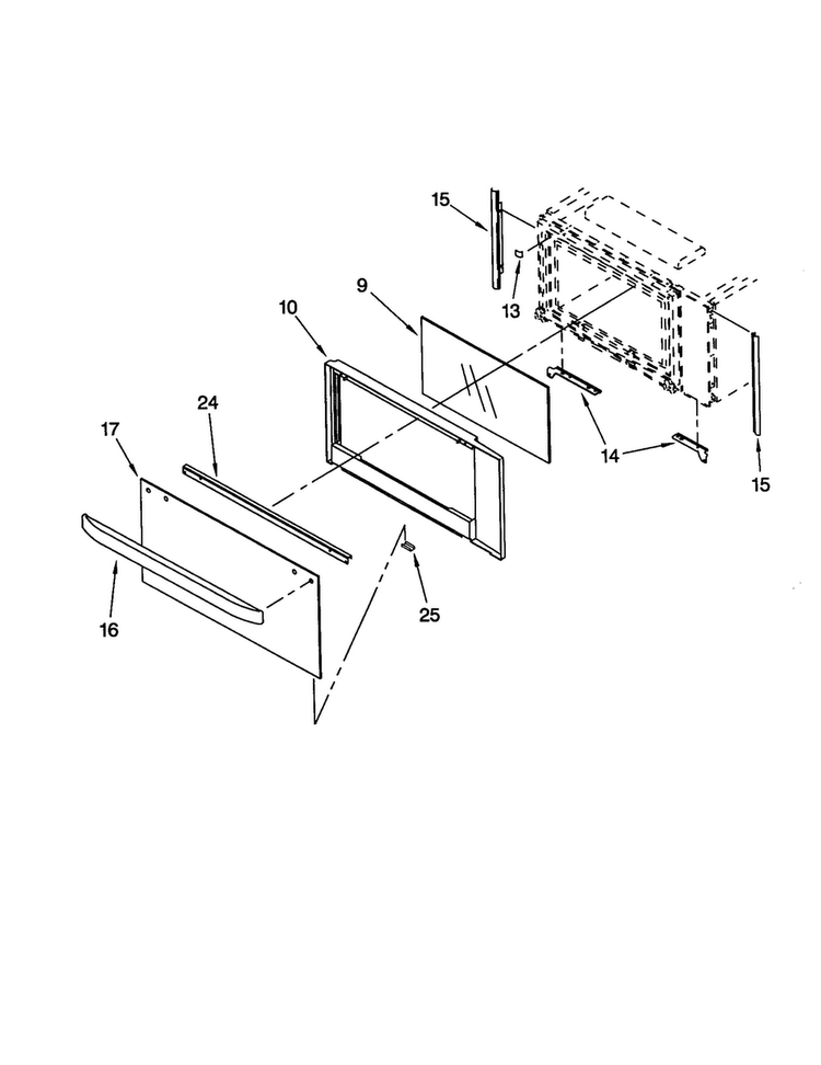 Microwave Door Diagram and Parts List for KEMS377GBL1  KitchenAid Microwave Oven Combo