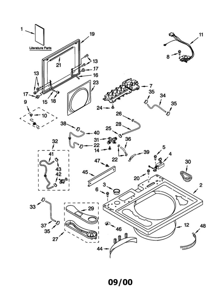 Top And Lid Diagram and Parts List for 11021066000  Kenmore Washer