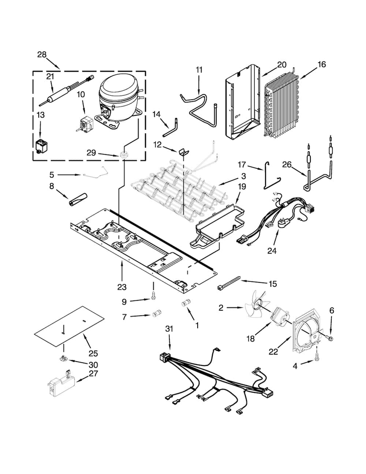 Unit Parts Diagram and Parts List for GSC25C6EYY03  Whirlpool Refrigerator