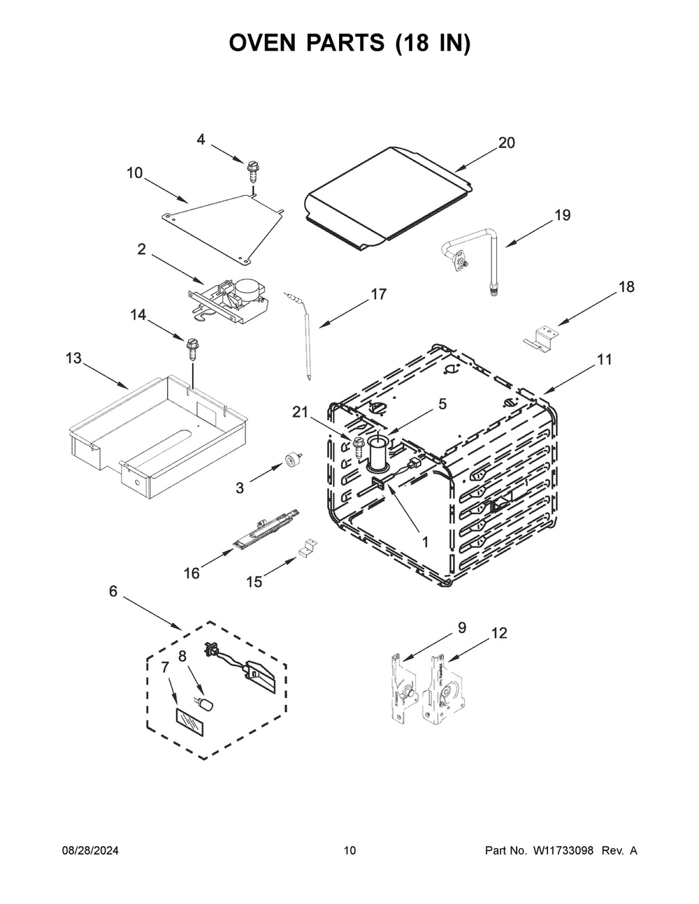 06 - Oven Parts (18 In) Diagram and Parts List for KFGC558JMH07  Whirlpool Range
