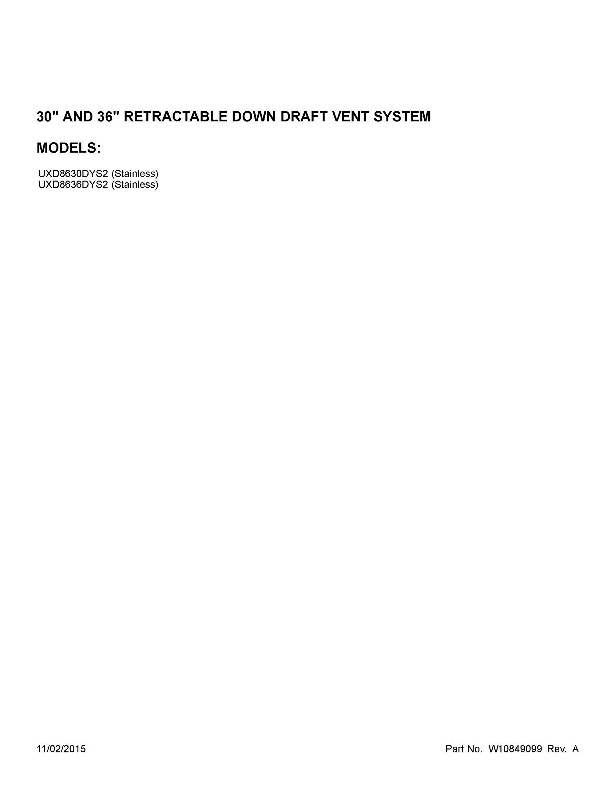 01 - COVER SHEET Diagram and Parts List for UXD8630DYS2  Whirlpool Range Hood