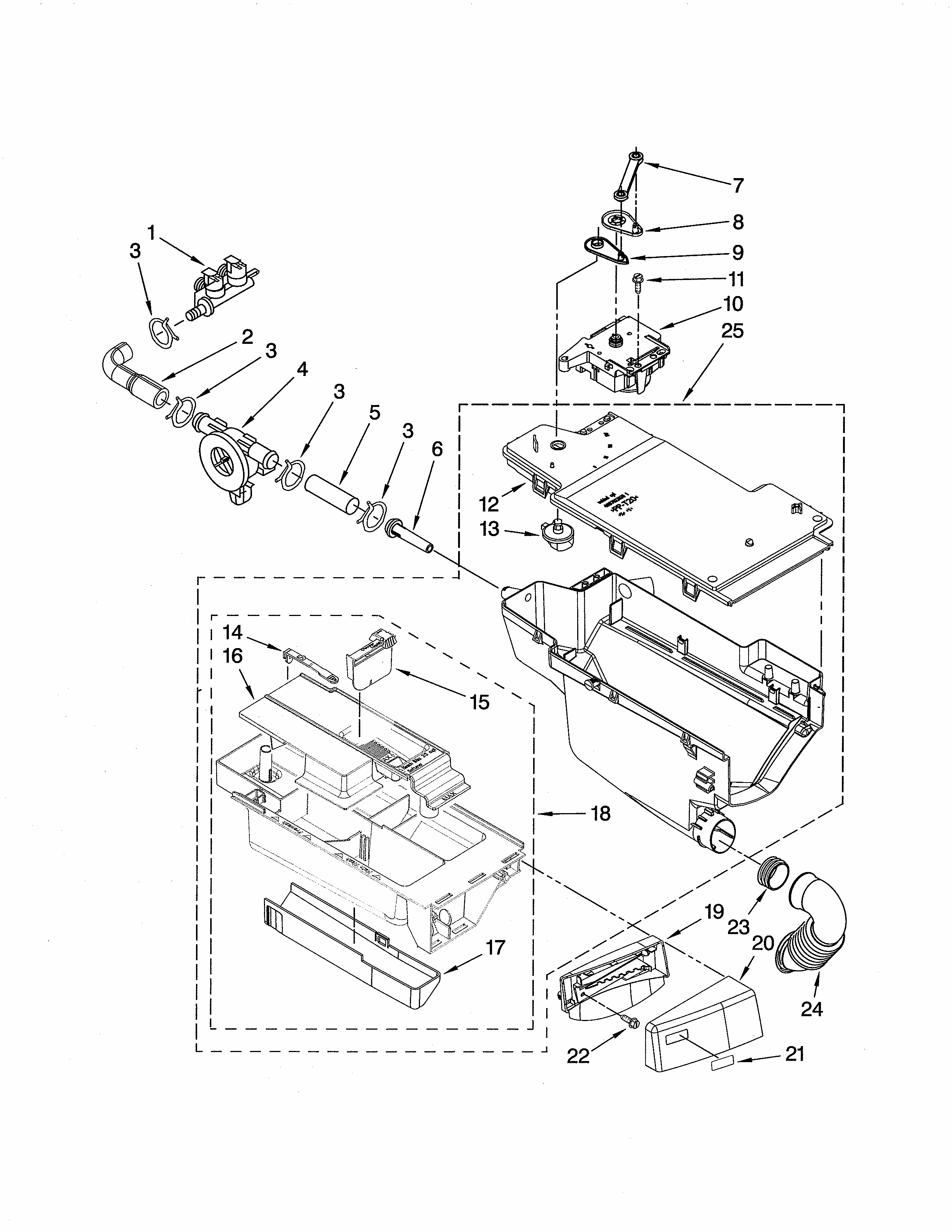 Dispenser Diagram and Parts List for 11047892700  Kenmore Washer
