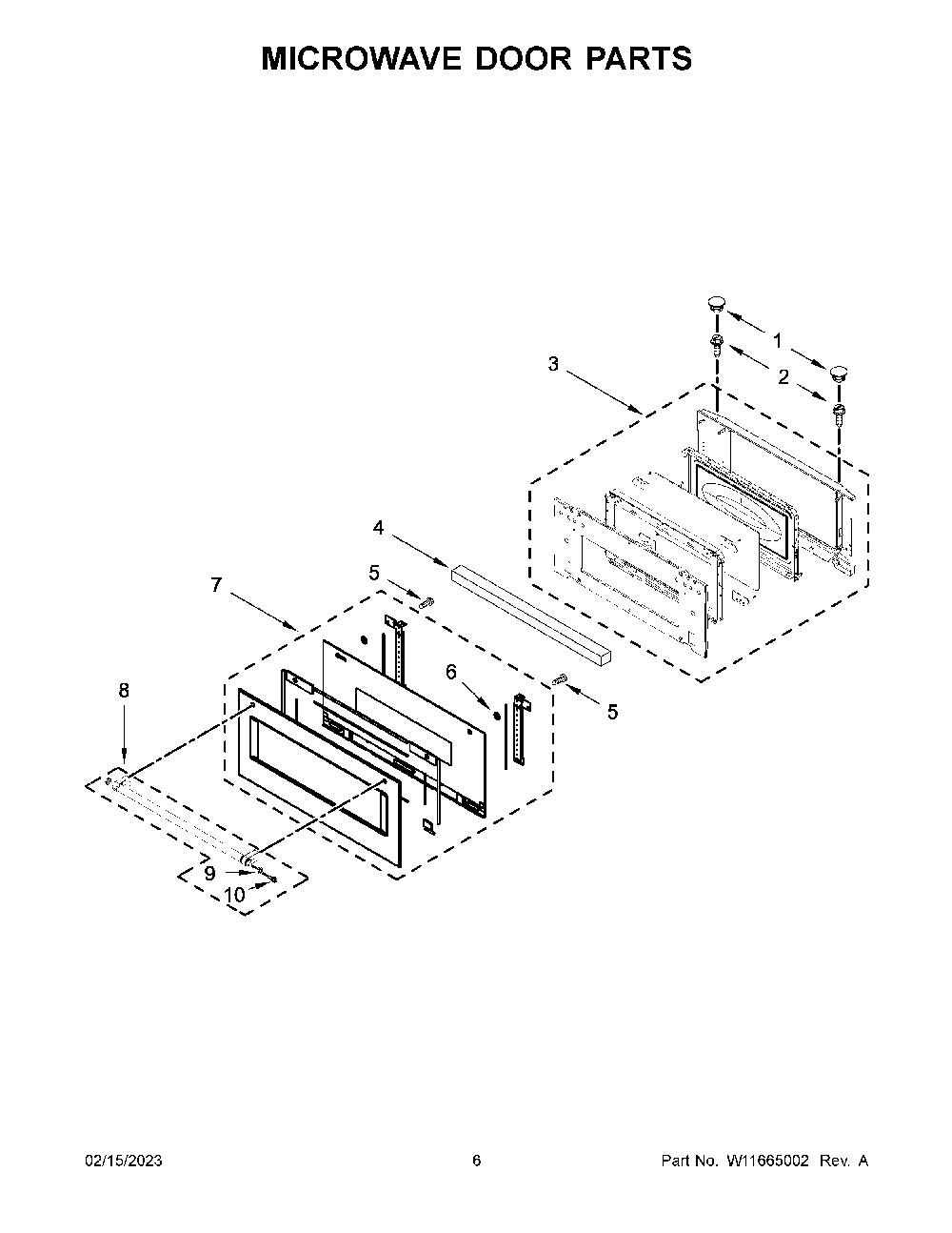 Microwave Door Parts Diagram and Parts List for KOCE900HBS22  KitchenAid Microwave Oven Combo