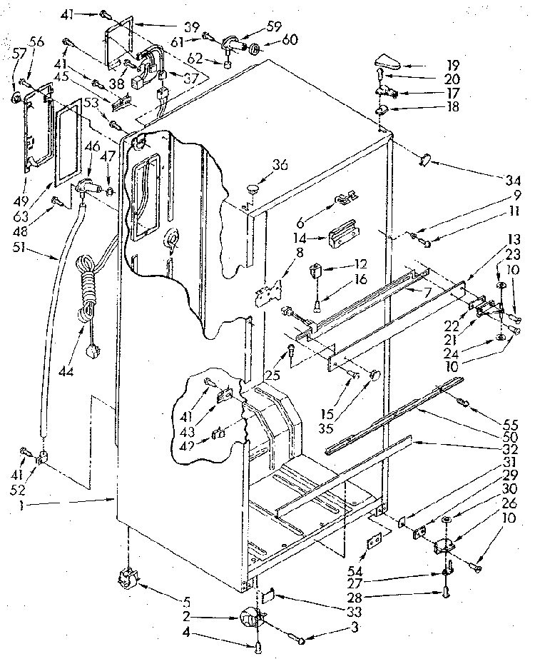 Cabinet Diagram and Parts List for ET16AKXSN01  Whirlpool Refrigerator