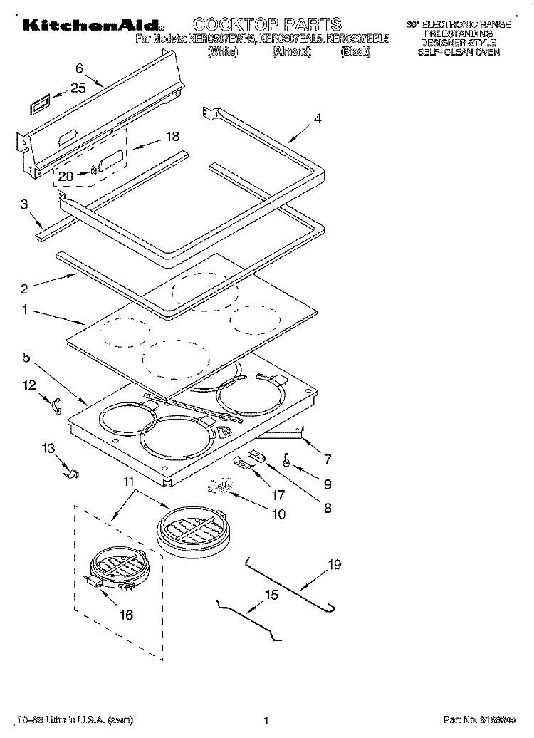 COOKTOP Diagram and Parts List for KERC507EBL5  KitchenAid Range