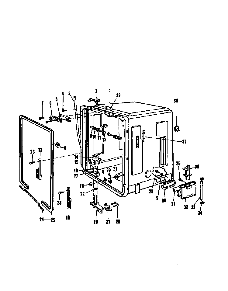 Tub Diagram and Parts List for 8565L20  Roper Dishwasher