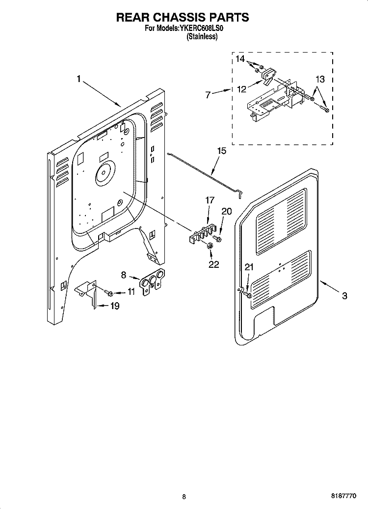 REAR CHASSIS PARTS Diagram and Parts List for YKERC608LS0  KitchenAid Range