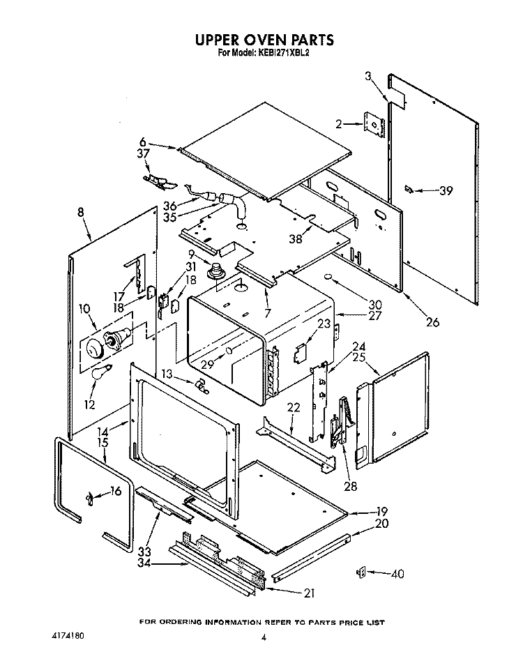 UPPER OVEN, OPTIONAL Diagram and Parts List for KEBI271XBL2  KitchenAid Wall Oven